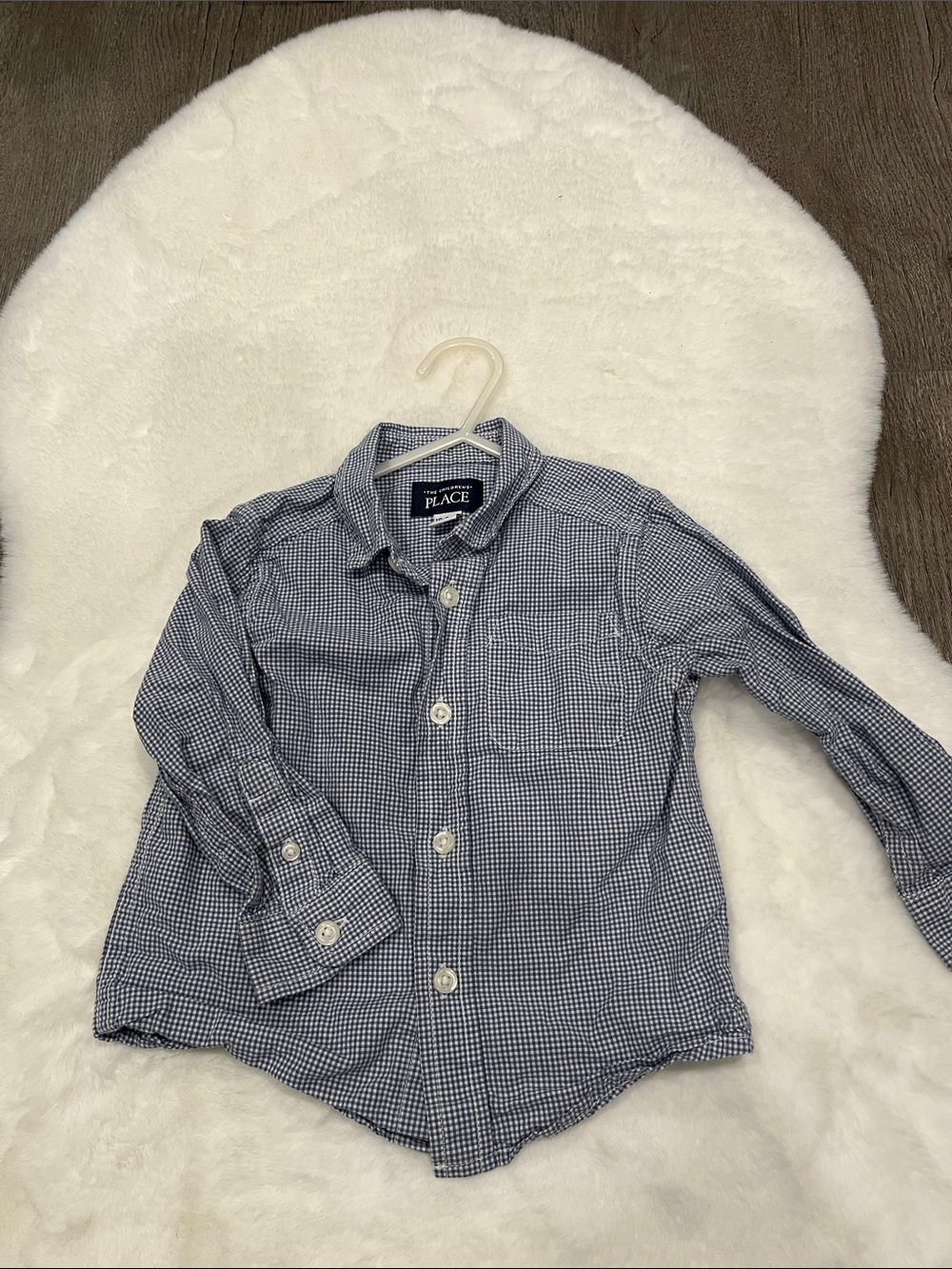 The Children's Place Blue & White Mini Gingham Button-Down Shirt
